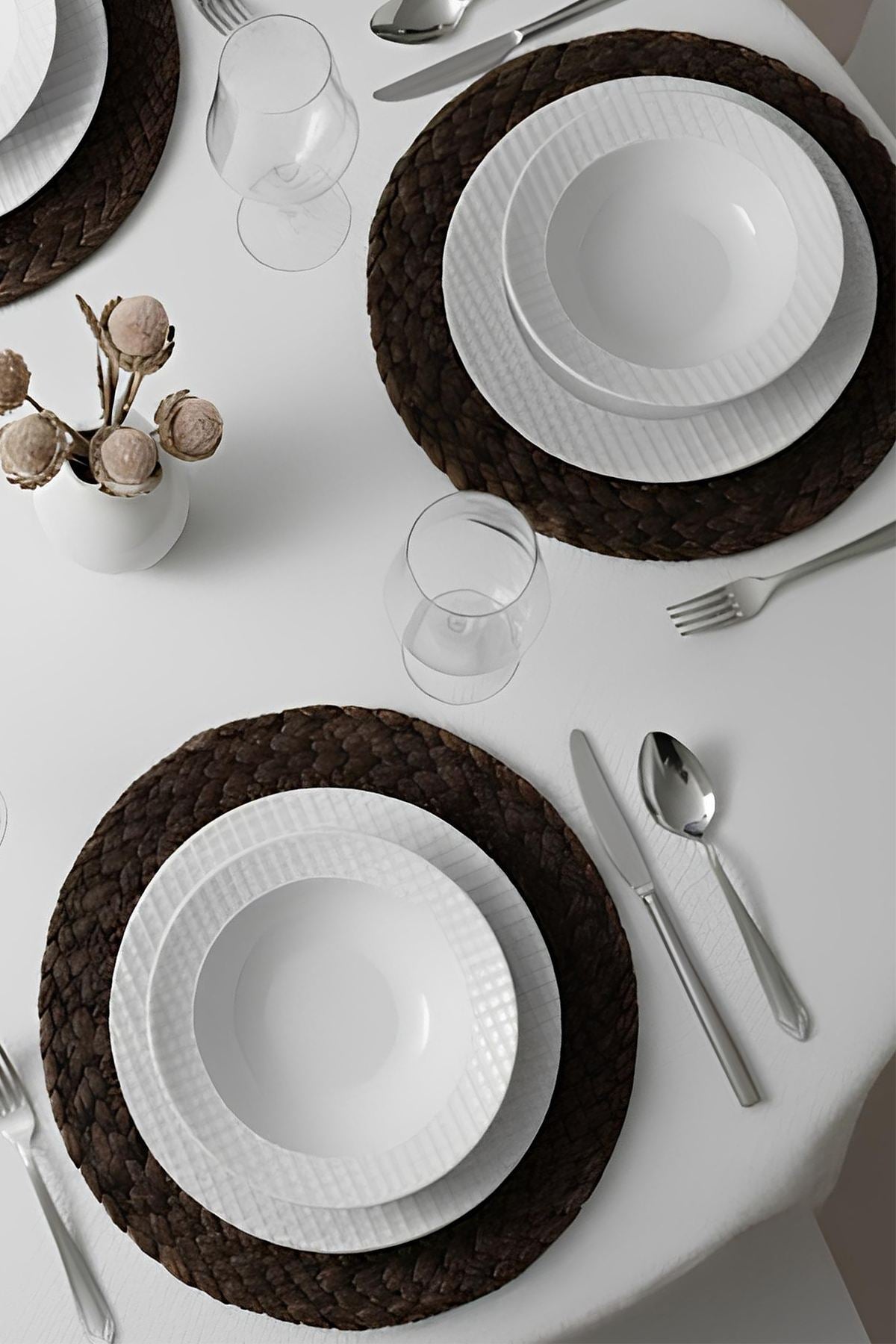 Rani Home Yemek Takımı (24 Parça) Kütahya Porselen Beyaz HE-6879