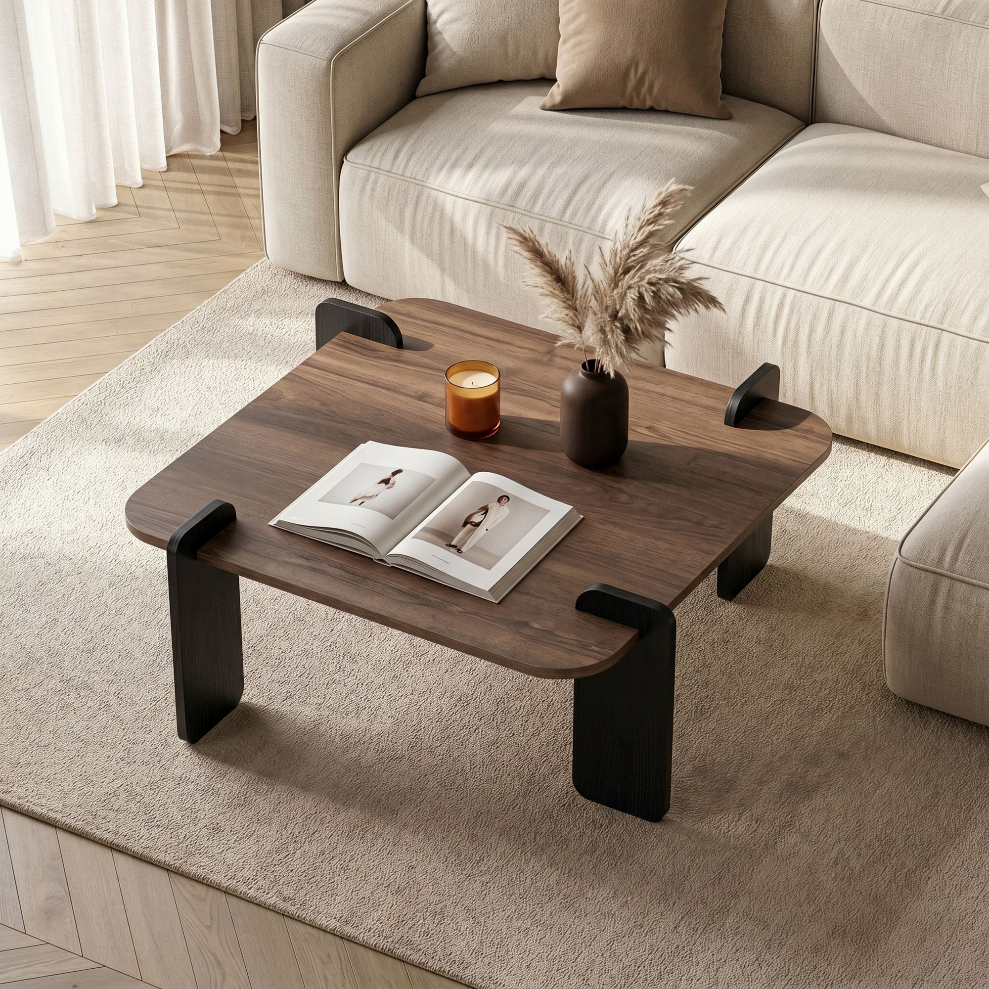 Rani Home Orta Sehpa Venedik Ceviz - Ahşap Siyah 117 Cm AB-5745