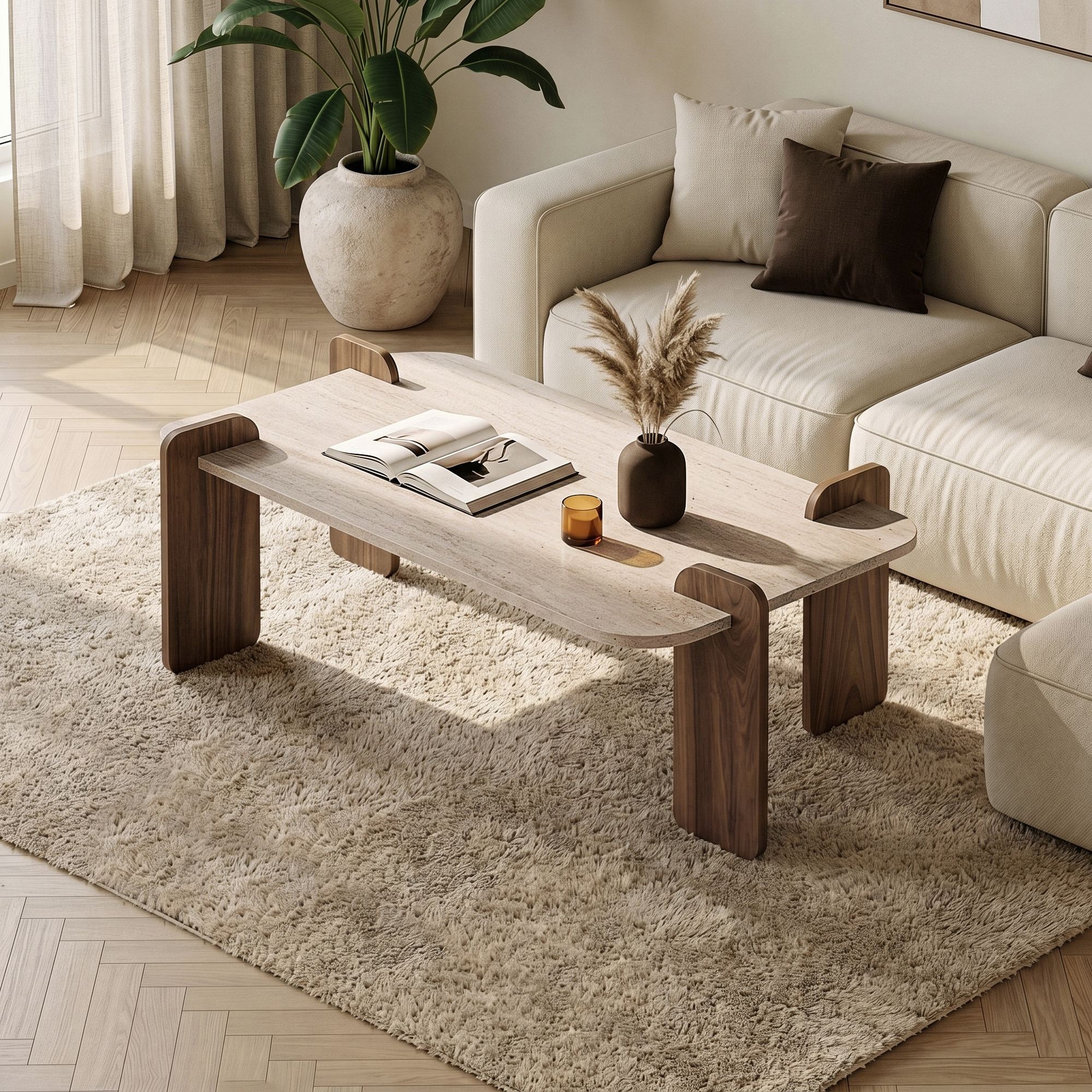 Rani Home Orta Sehpa Traverten - Venedik Ceviz 147 Cm AB-5741
