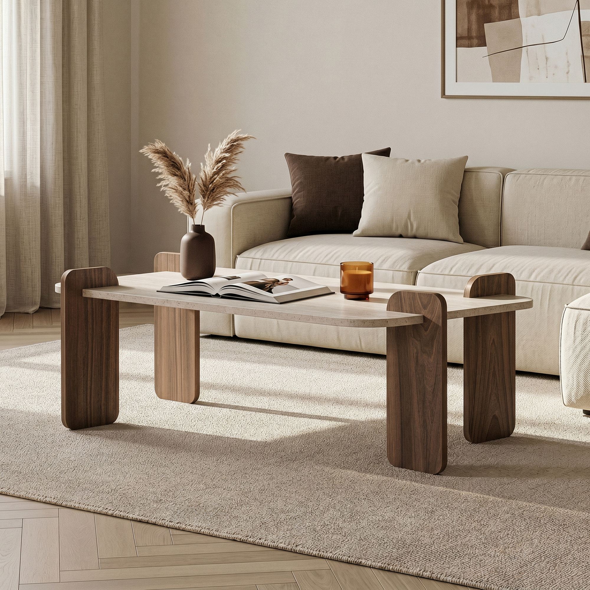 Rani Home Orta Sehpa Traverten - Venedik Ceviz 147 Cm AB-5741