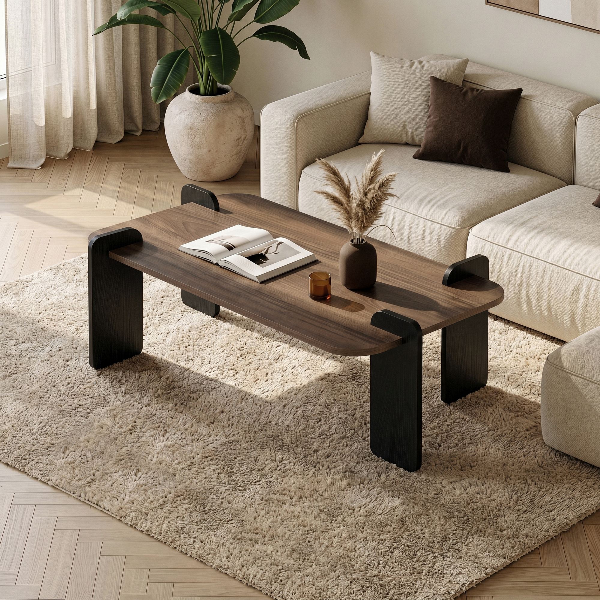 Rani Home Orta Sehpa Venedik Ceviz - Ahşap Siyah 147 Cm AB-5744