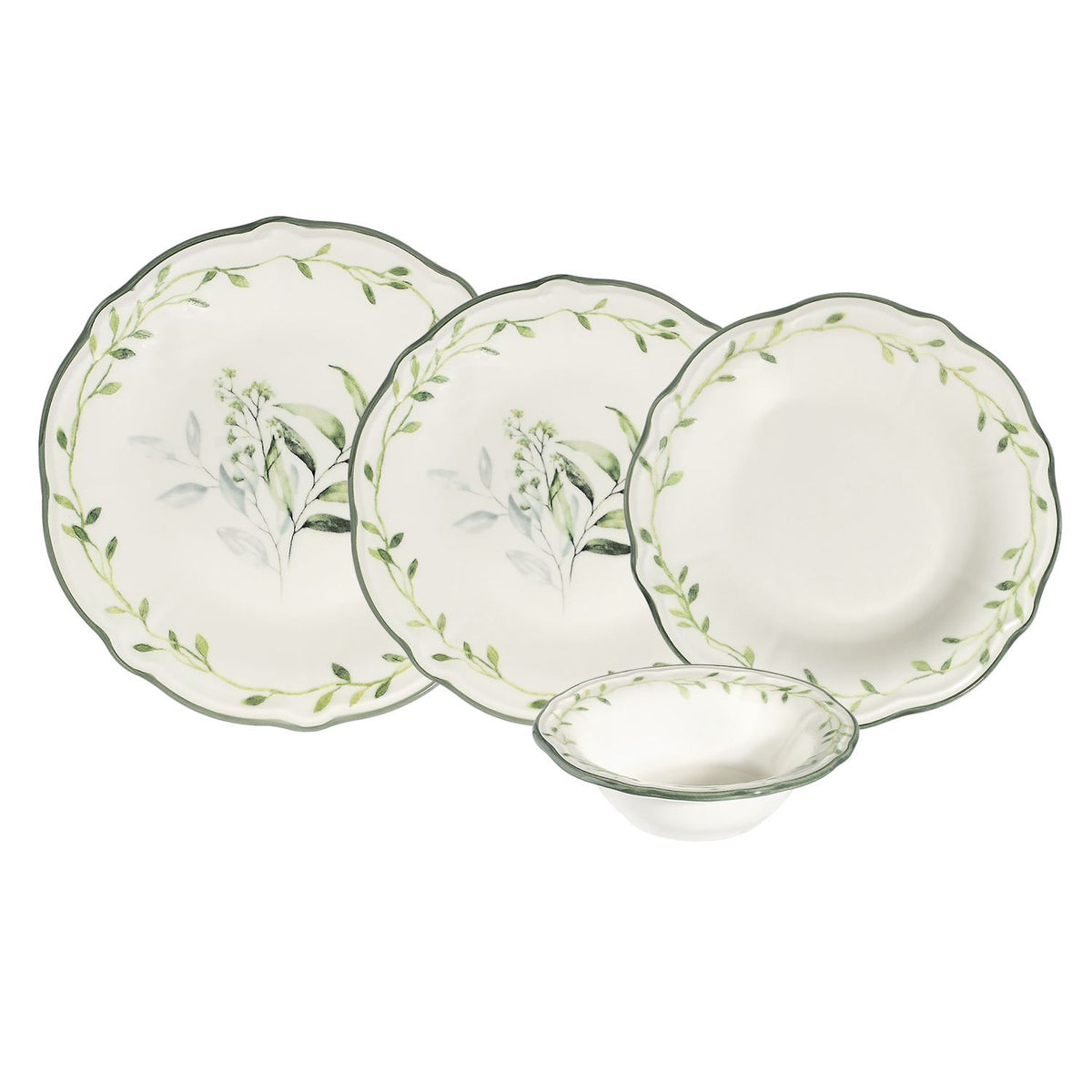 Rani Home Yemek Takımı (24 Parça) Hermia Beyaz - Yeşil HE-6809