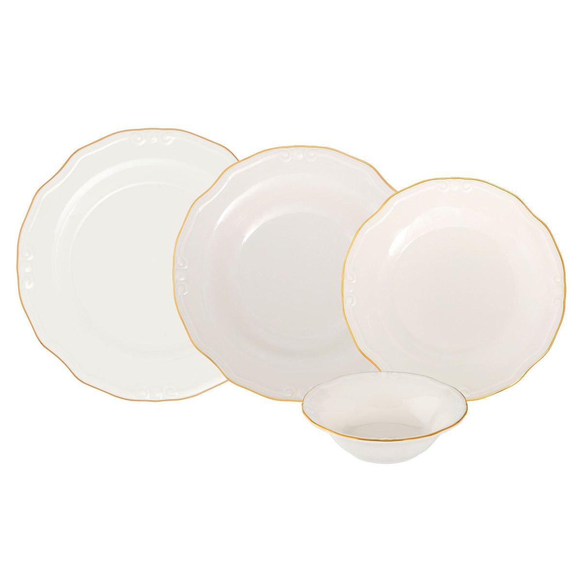 Rani Home Yemek Takımı (24 Parça) Hermia Beyaz - Altın HE-6811