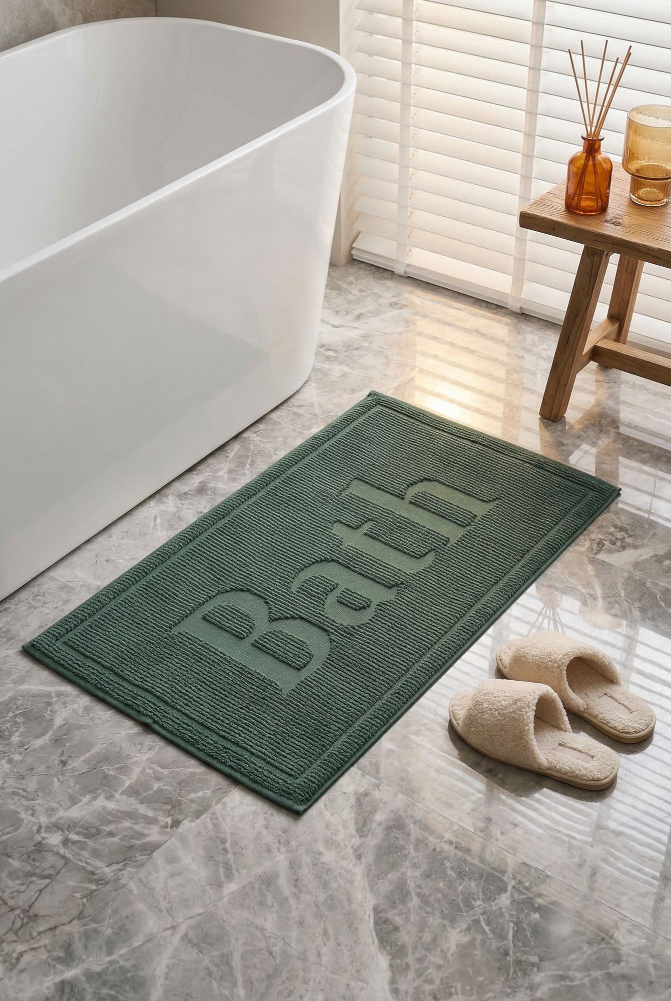 Rani Home Banyo Paspası Seti  Koyu Yeşil BA-6459