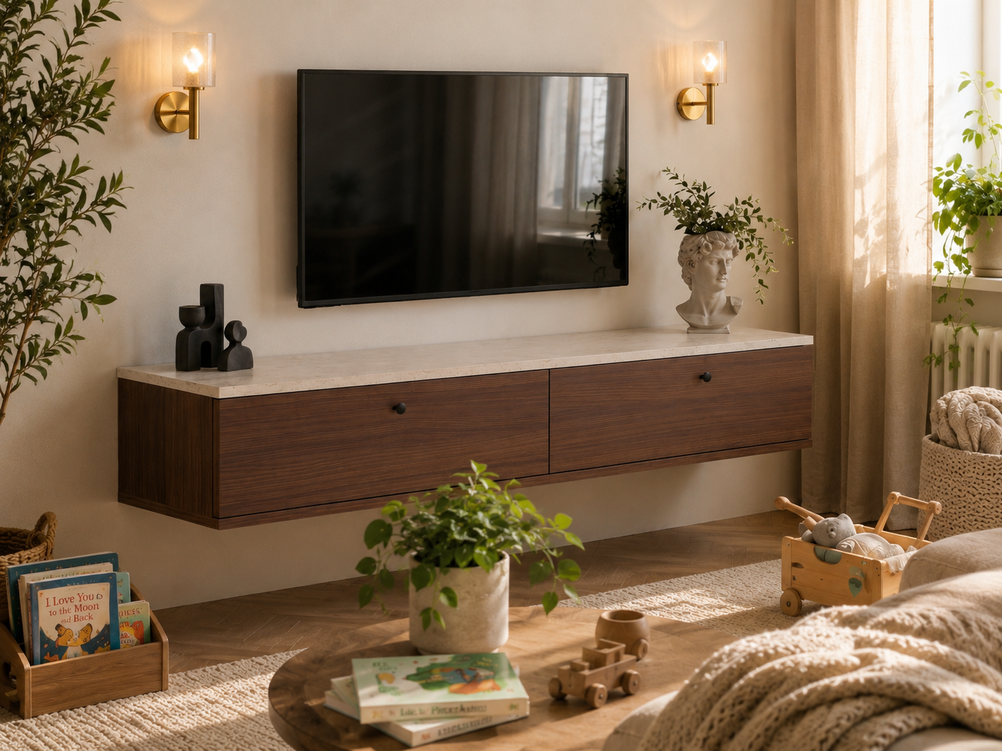 Rani Home Tv Ünitesi Traverten - Milano Ceviz 160 Cm AA-5810