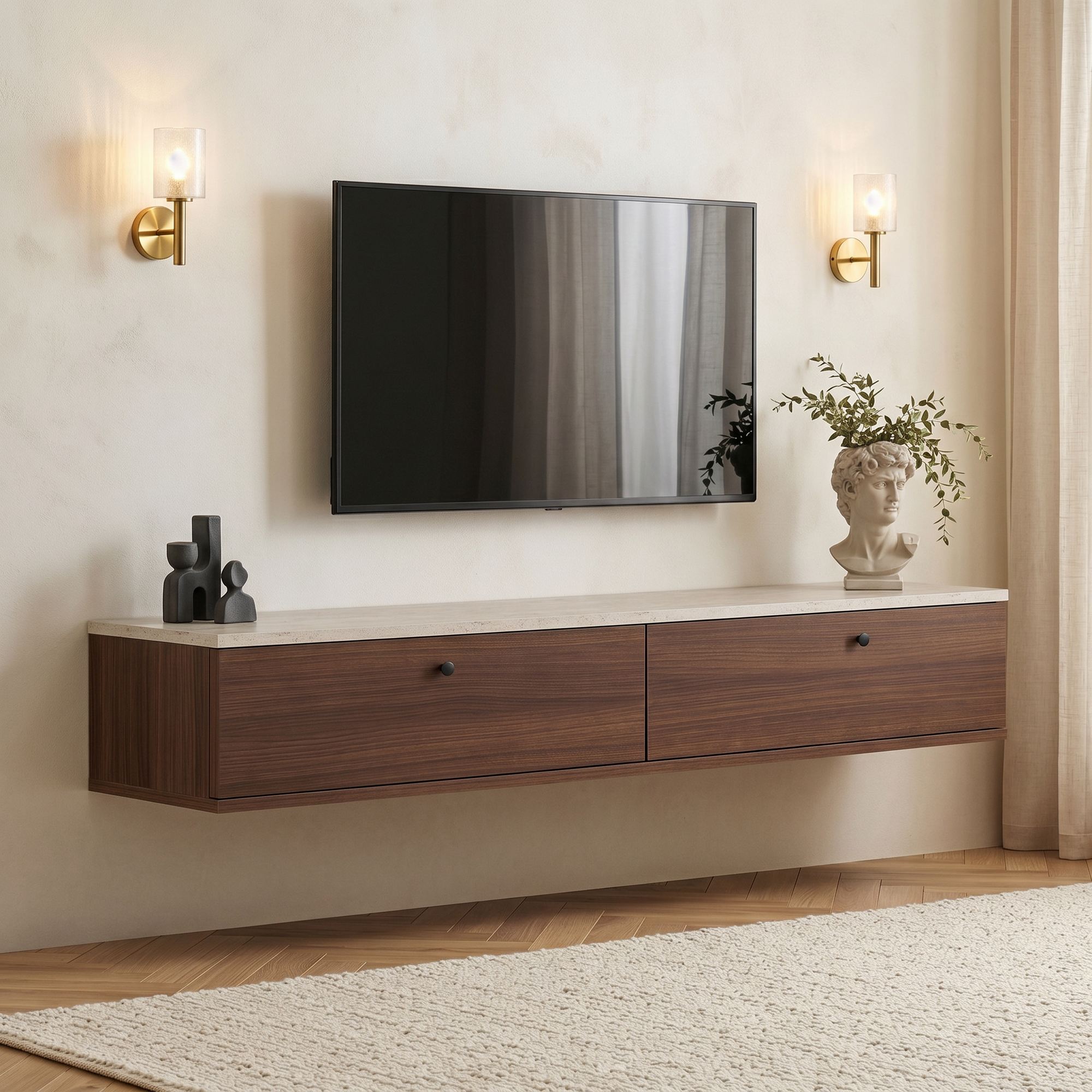 Rani Home Tv Ünitesi Traverten - Milano Ceviz 160 Cm AA-5810