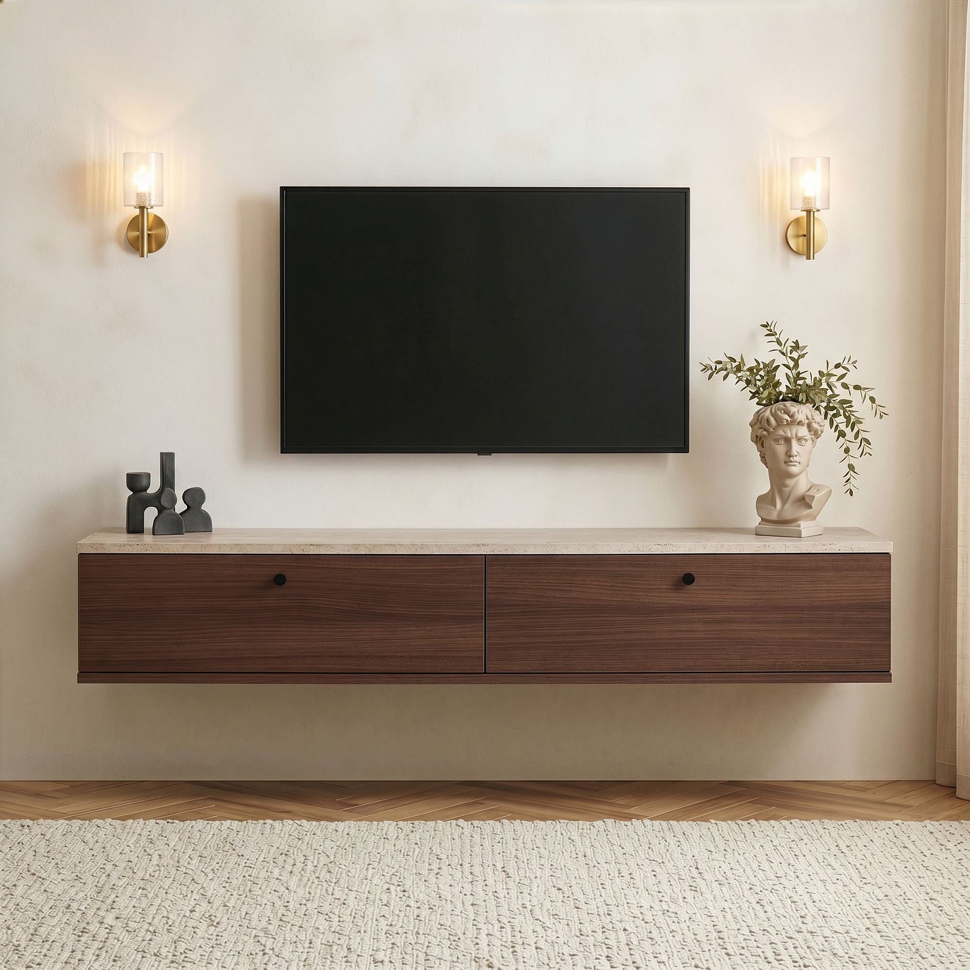 Rani Home Tv Ünitesi Traverten - Milano Ceviz 160 Cm AA-5810
