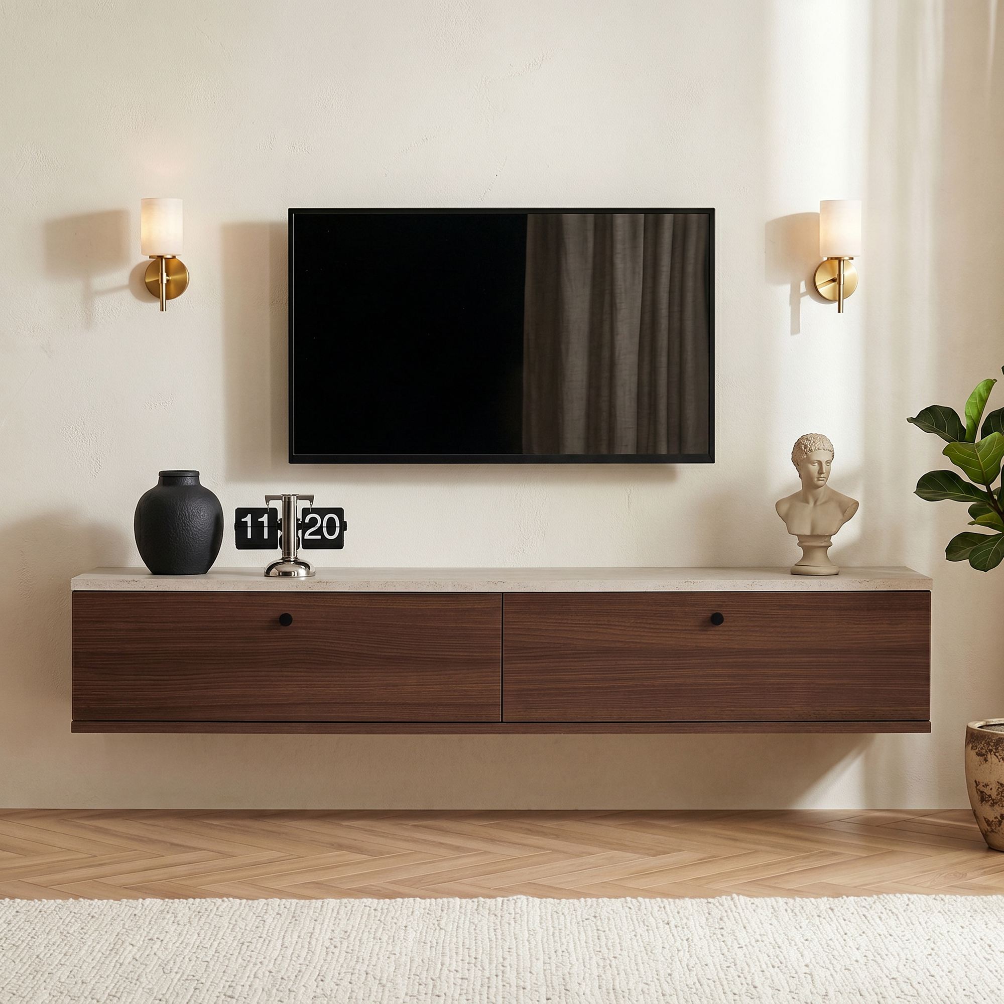 Rani Home Tv Ünitesi Traverten - Milano Ceviz 140 Cm AA-5814