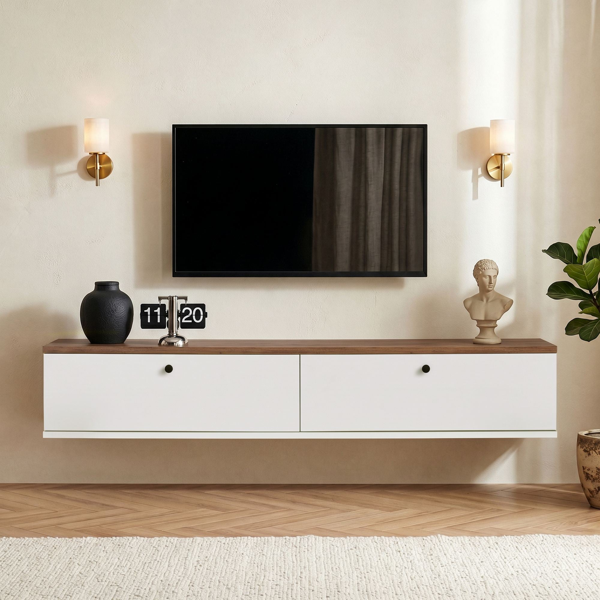 Rani Home Tv Ünitesi Atlantik Çam - Beyaz 140 Cm AA-5816