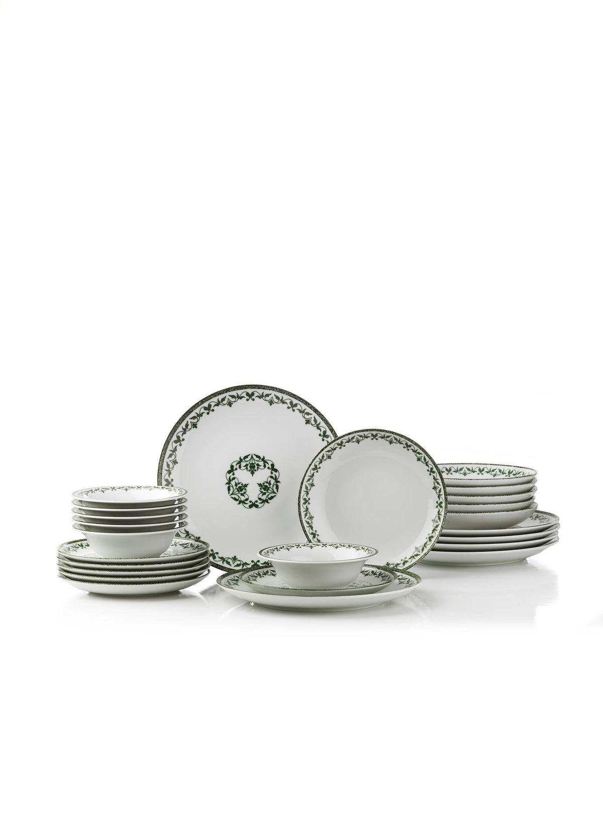 Rani Home Yemek Takımı (24 Parça) Kütahya Porselen Beyaz - Yeşil - Siyah HE-6885