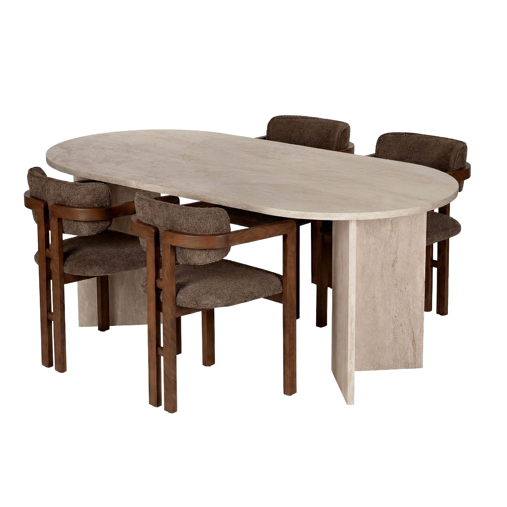 Rani Home Yemek Masası Takımı Traverten Koyu Ceviz 180 GE-5811