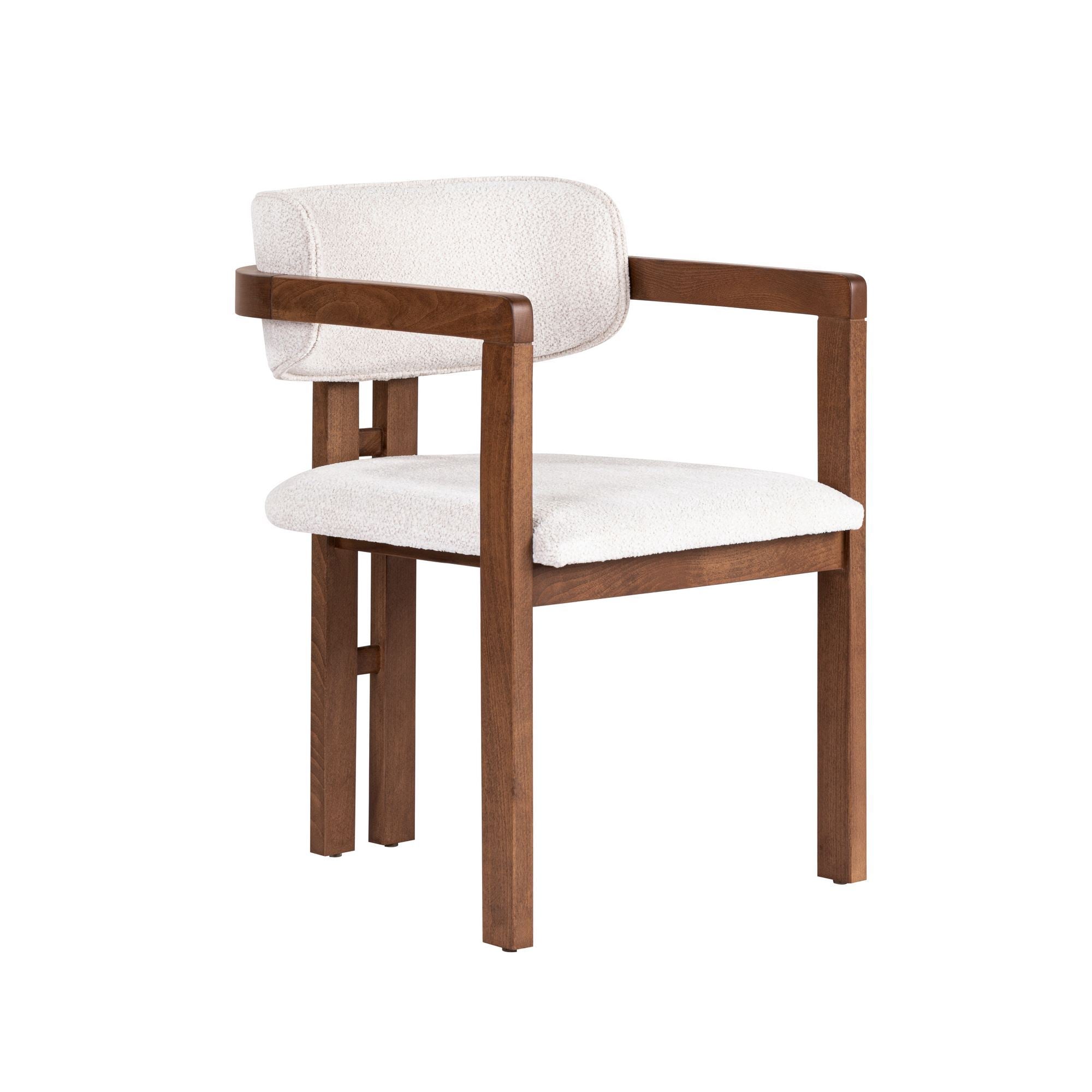 Rani Home Yemek Masası Takımı Milano Ceviz Masa Milano Ceviz Gövdeli Beyaz Kumaşlı Sandalye 180 Cm GE-5802