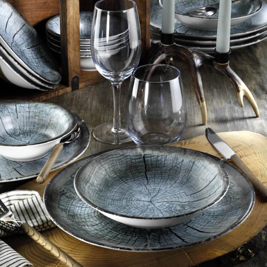 Rani Home Yemek Takımı (18 Parça) Kütahya Porselen Siyah - Mavi HD-6889