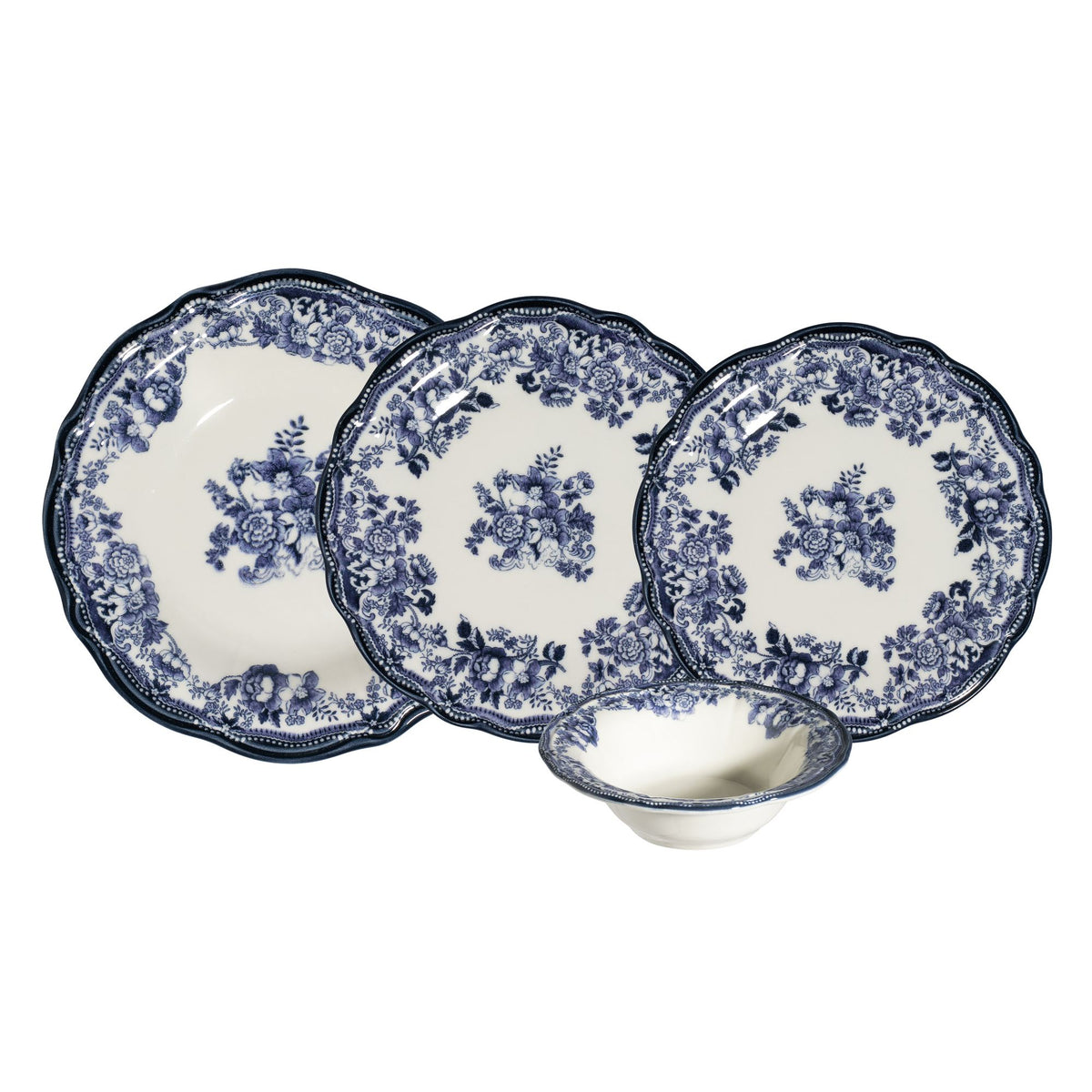 Rani Home Yemek Takımı (24 Parça) Hermia Beyaz - Lacivert HE-6816