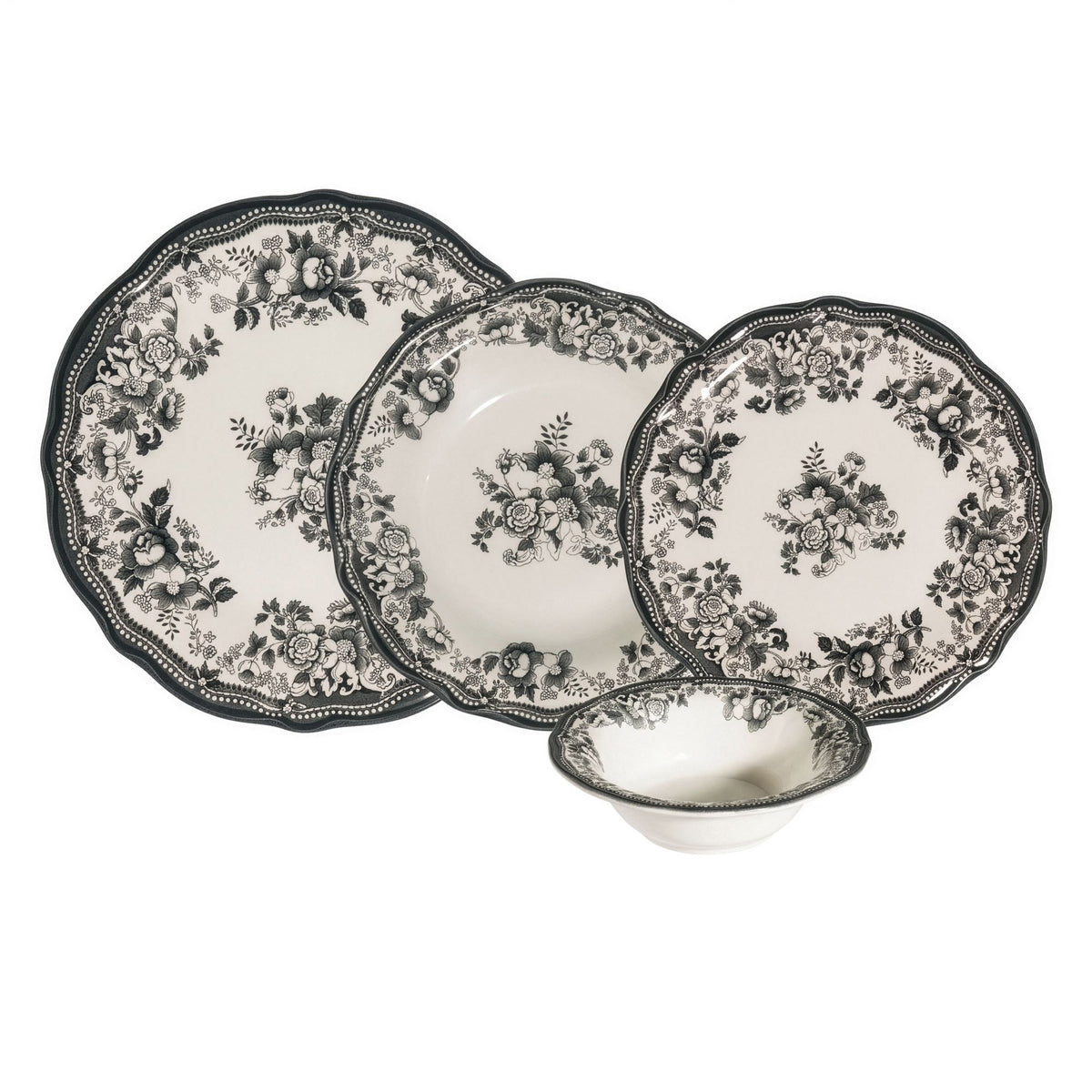 Rani Home Yemek Takımı (24 Parça) Hermia Beyaz - Antrasit HE-6817