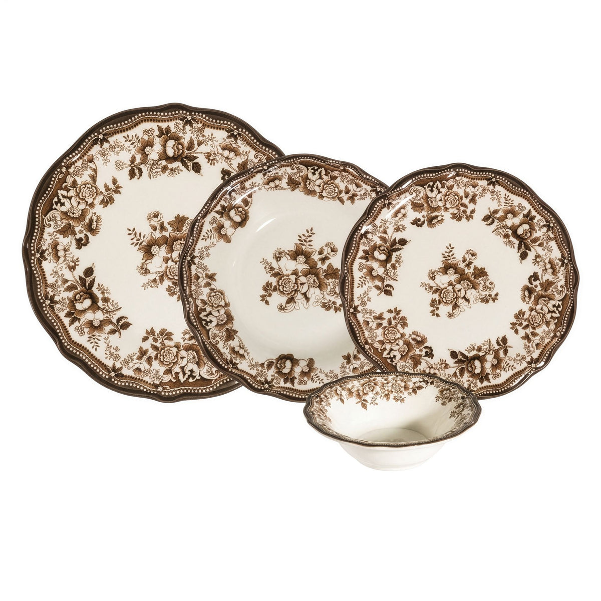 Rani Home Yemek Takımı (24 Parça) Hermia Beyaz - Kahverengi HE-6818