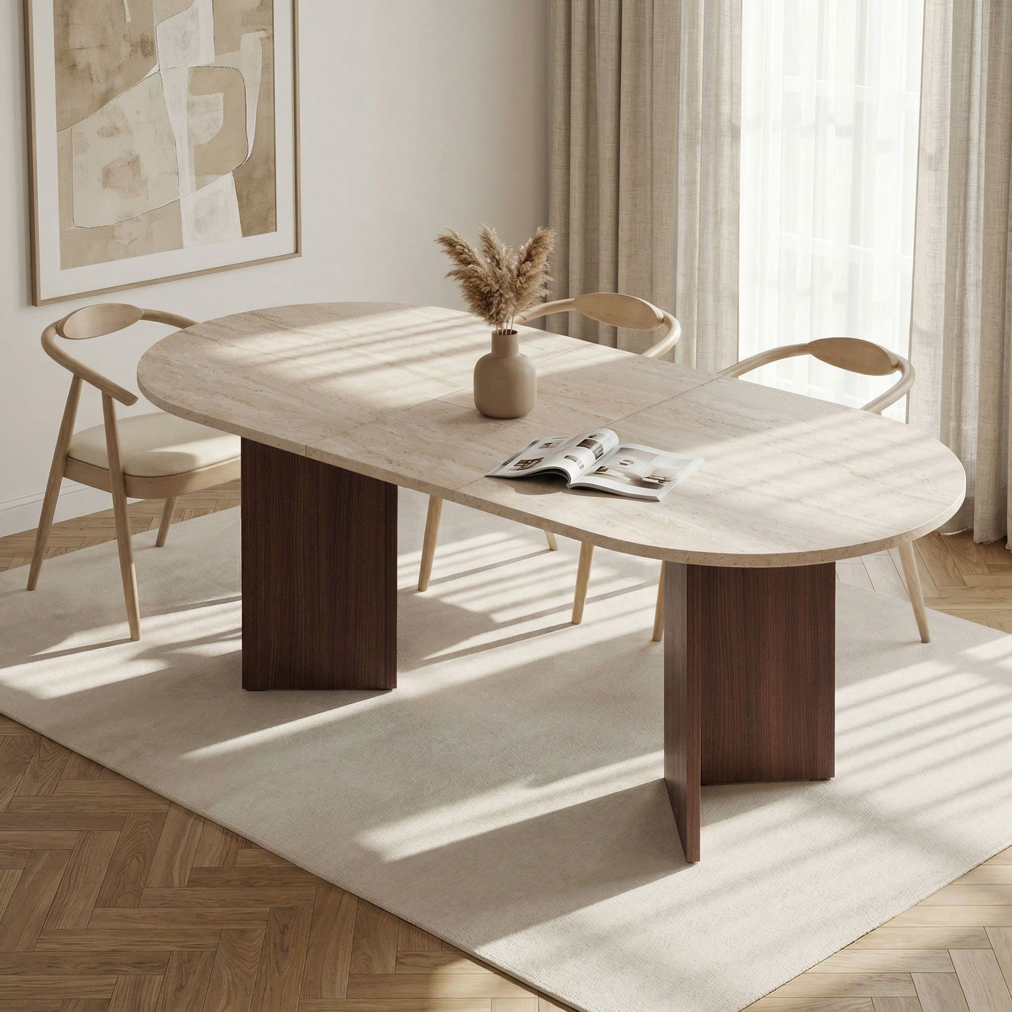 Rani Home Yemek Masası Traverten - Milano Ceviz GA-5931