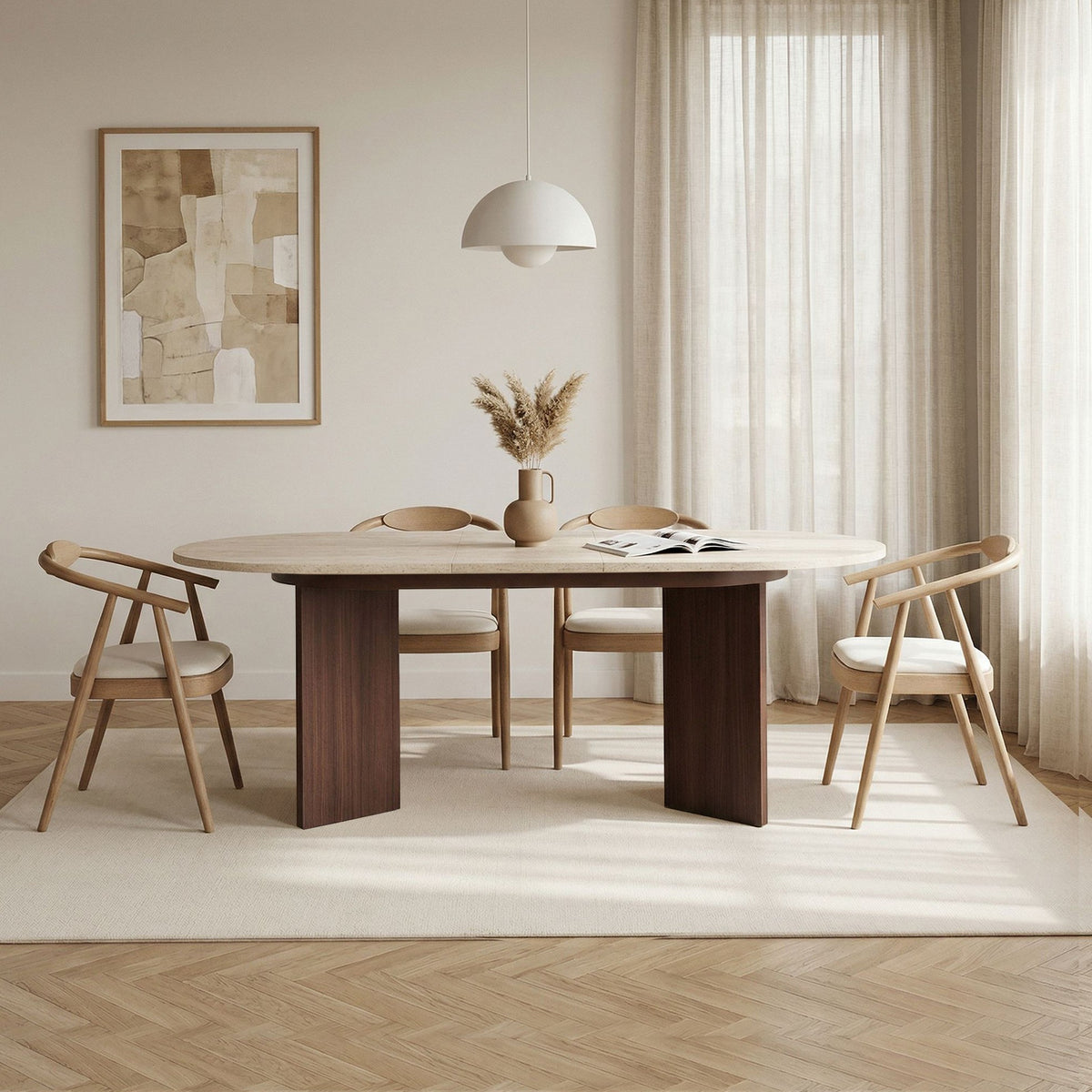 Rani Home Yemek Masası Traverten - Milano Ceviz GA-5931