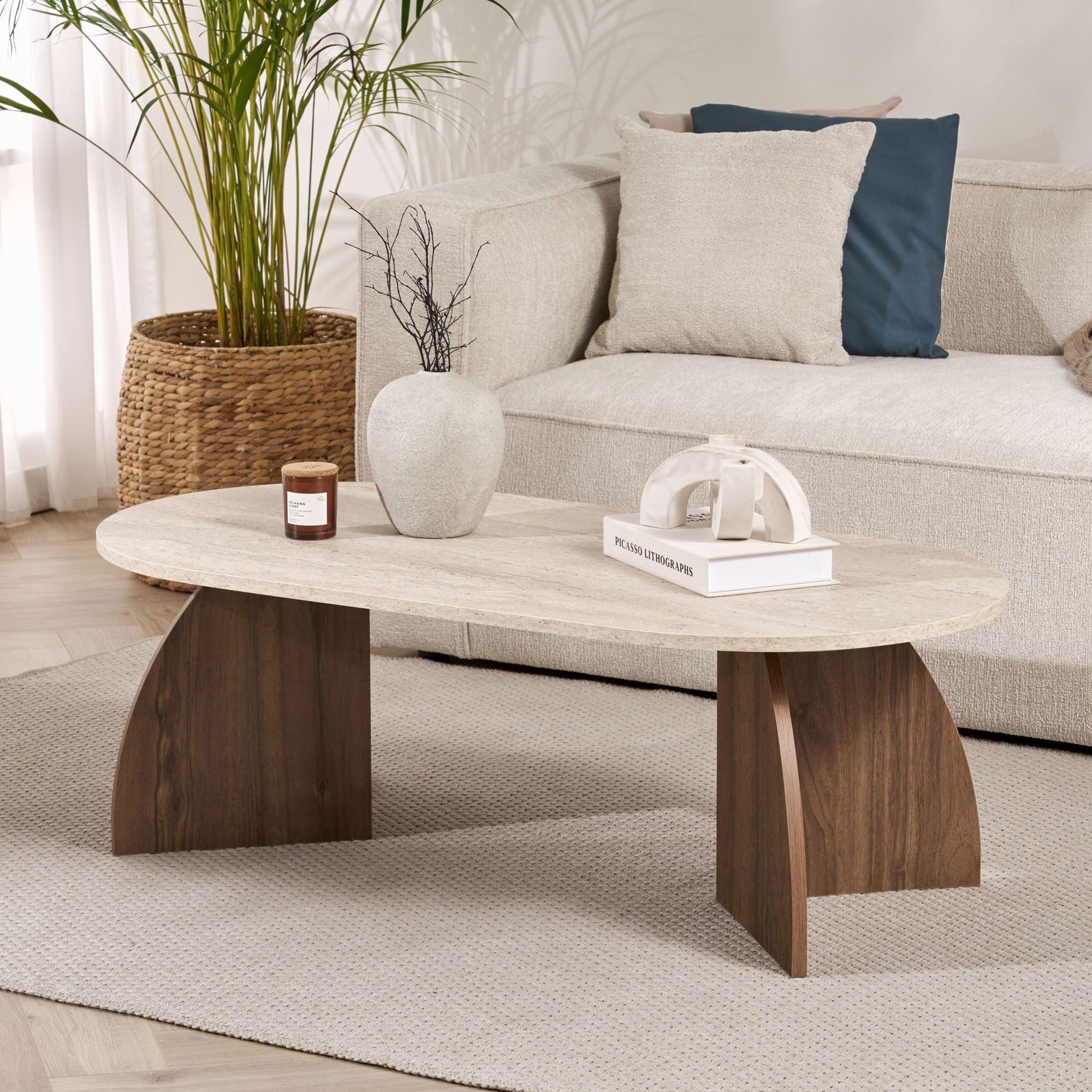 Rani Home Orta Sehpa Traverten - Venedik Cevizi 120 Cm AB-5747