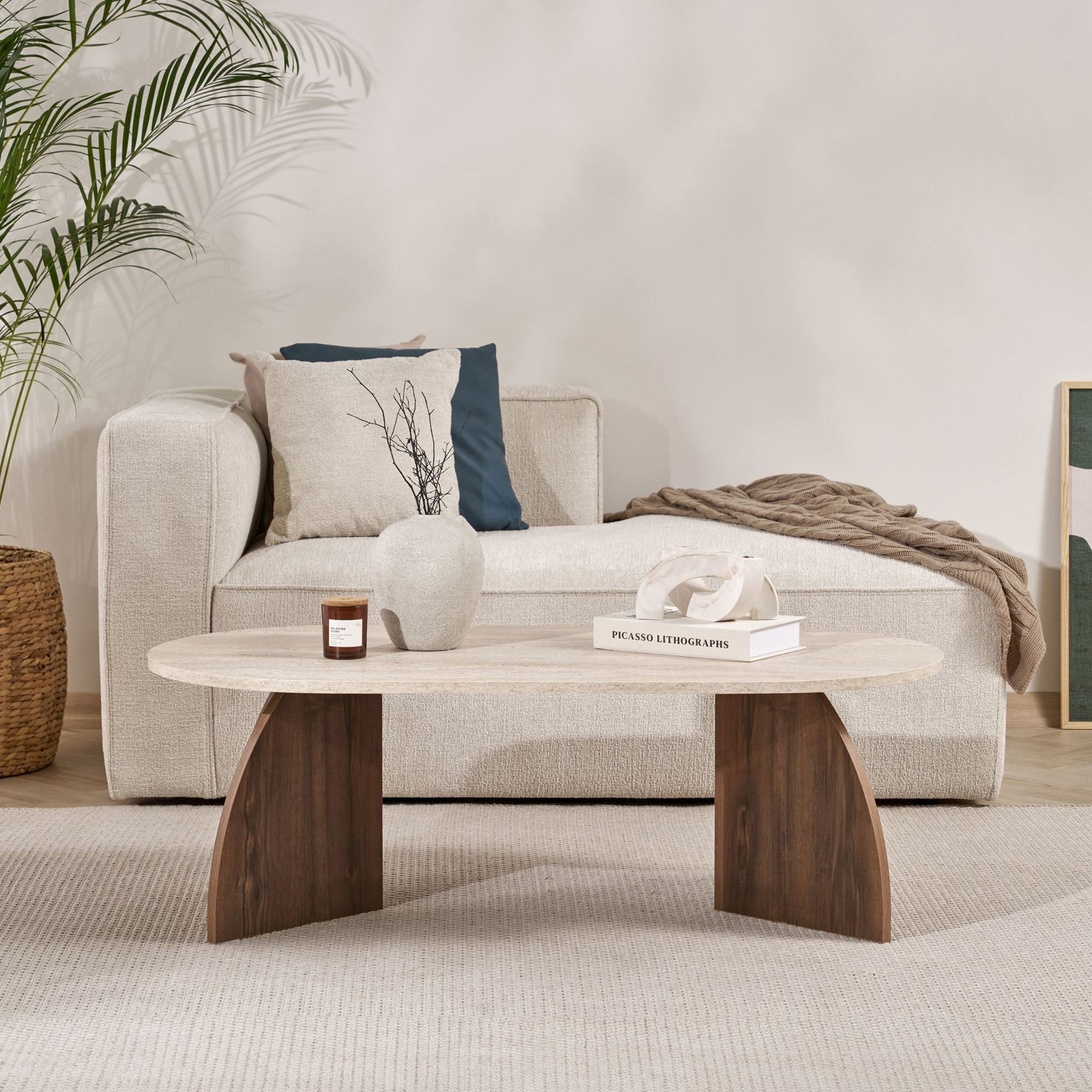 Rani Home Orta Sehpa Traverten - Venedik Cevizi 120 Cm AB-5747