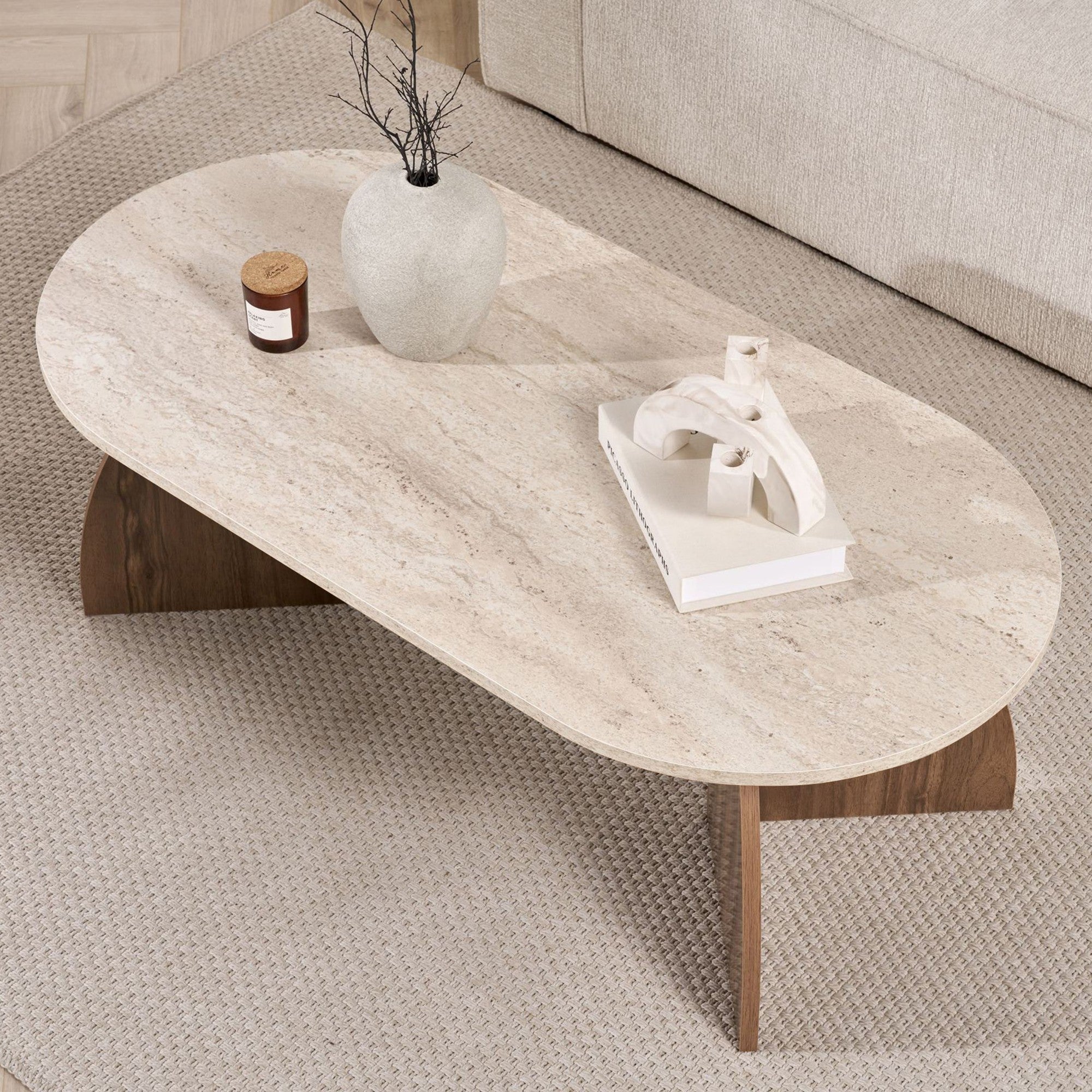 Rani Home Orta Sehpa Traverten - Venedik Cevizi 120 Cm AB-5747
