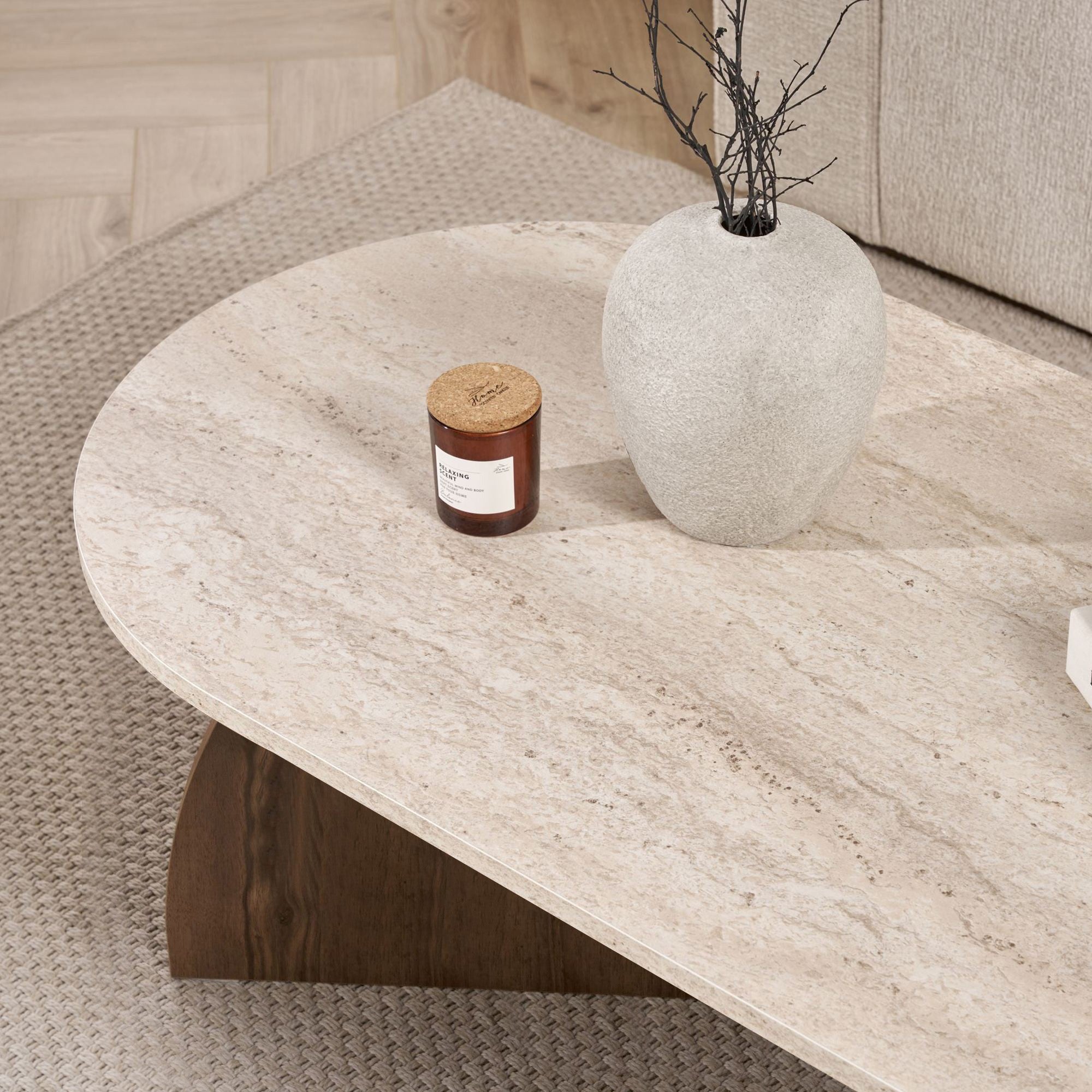 Rani Home Orta Sehpa Traverten - Venedik Cevizi 120 Cm AB-5747