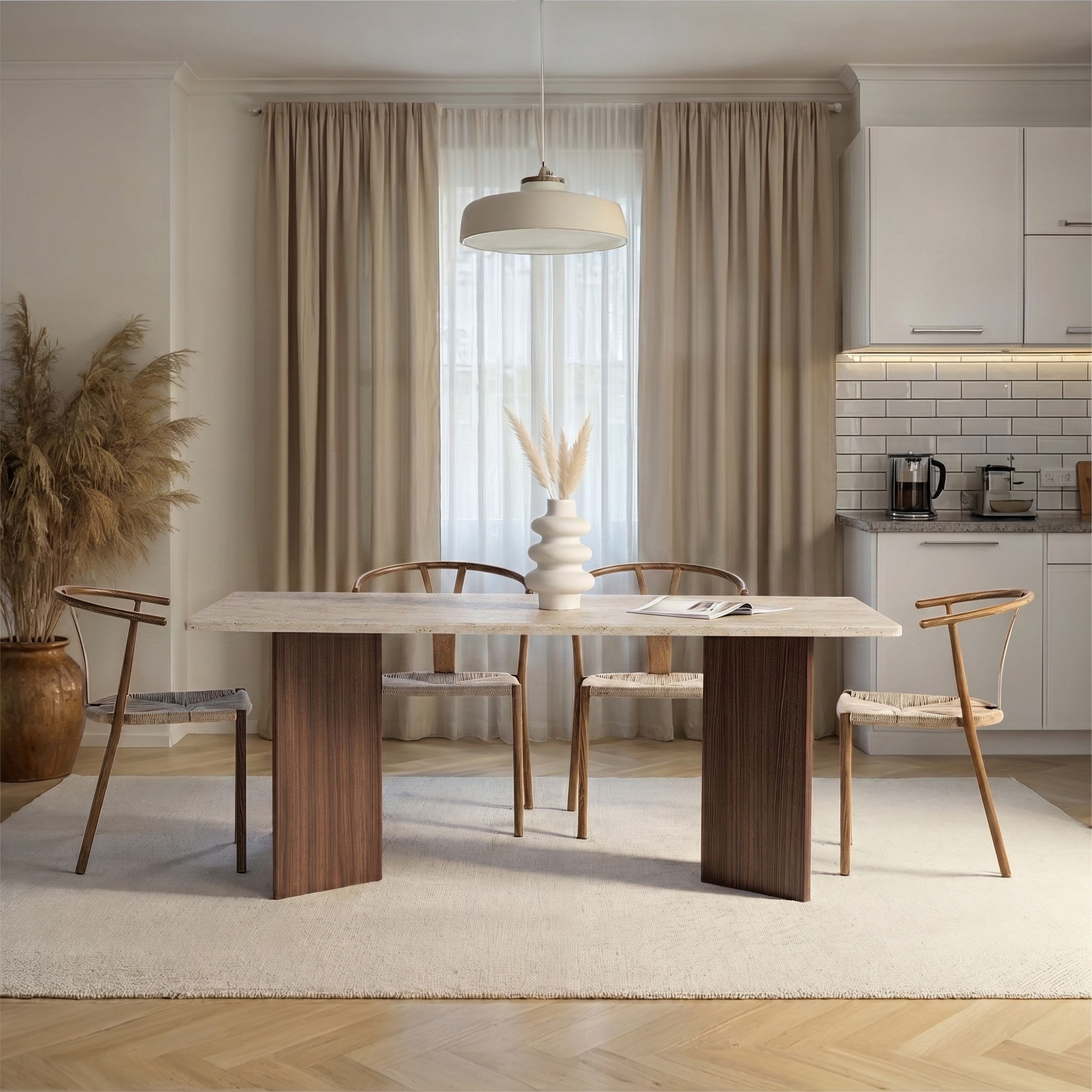 Rani Home Yemek Masası Traverten - Milano Ceviz 180 Cm GA-5764