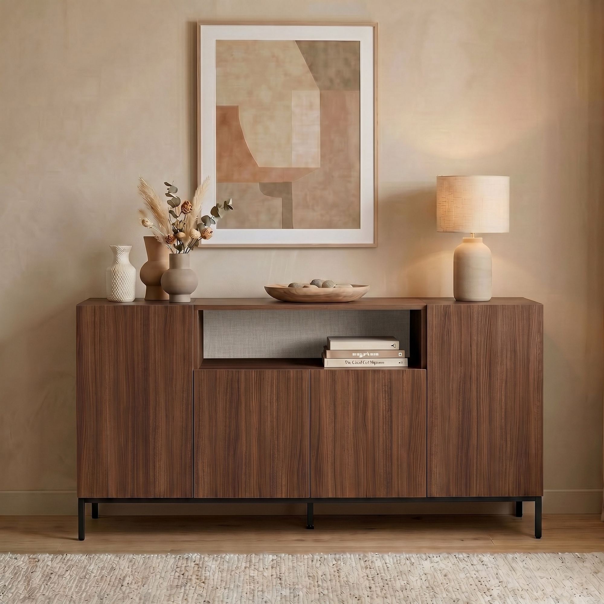 Rani Home Konsol Milano Ceviz - Siyah 160 Cm GD-5774