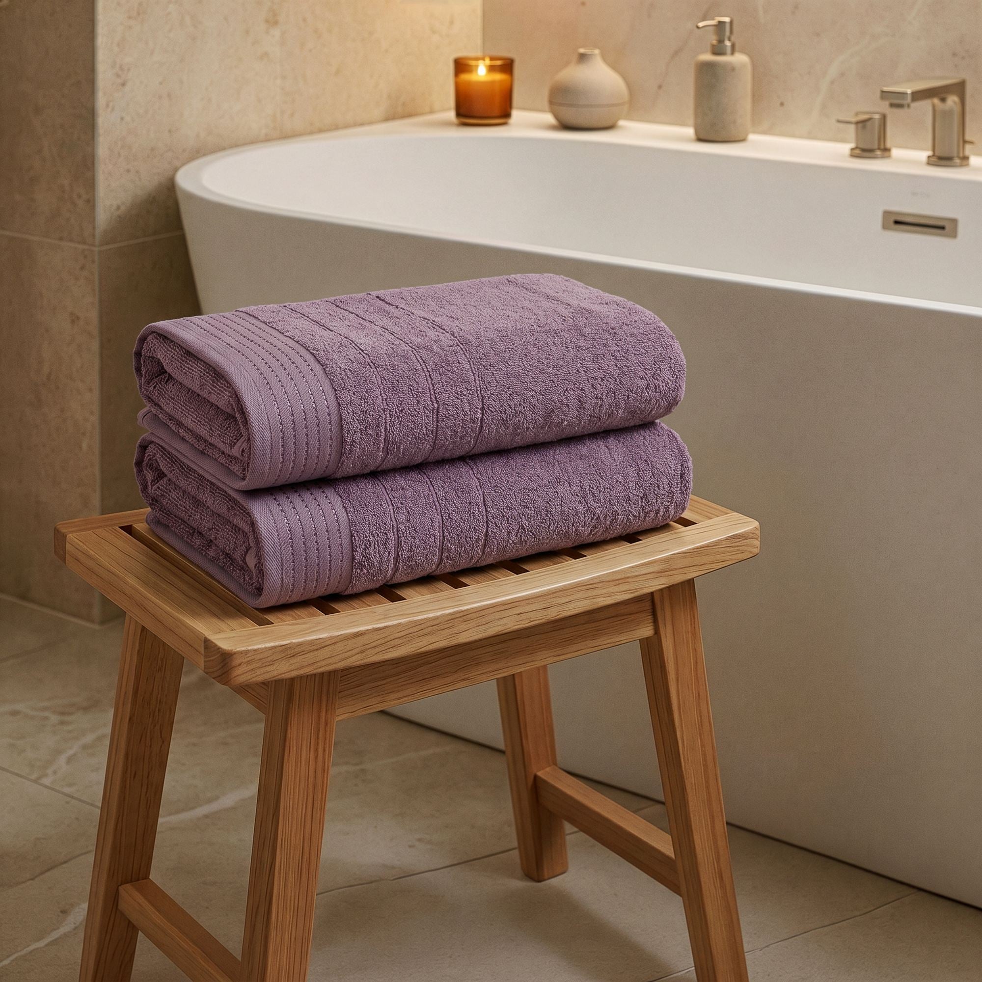 Rani Home Banyo Havlusu Seti  Lila BD-6430