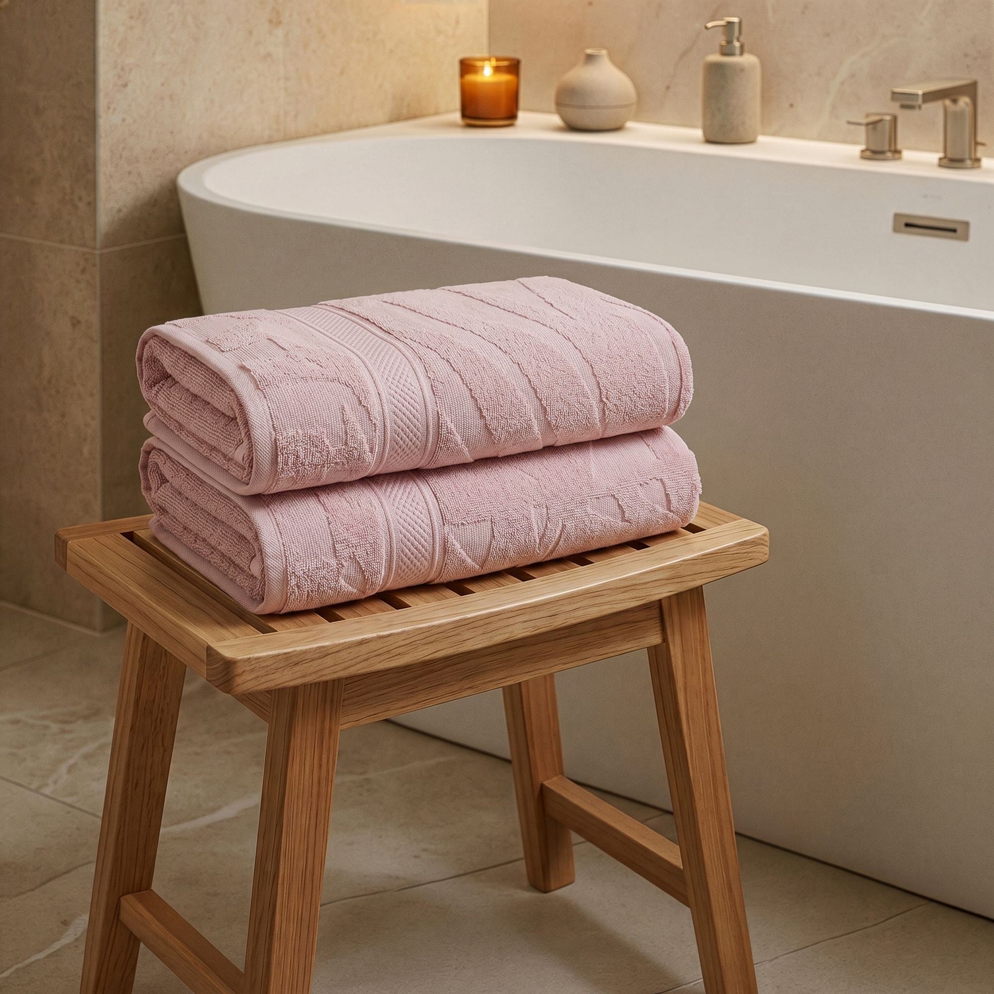 Rani Home Banyo Havlusu Seti  Pembe BD-6433