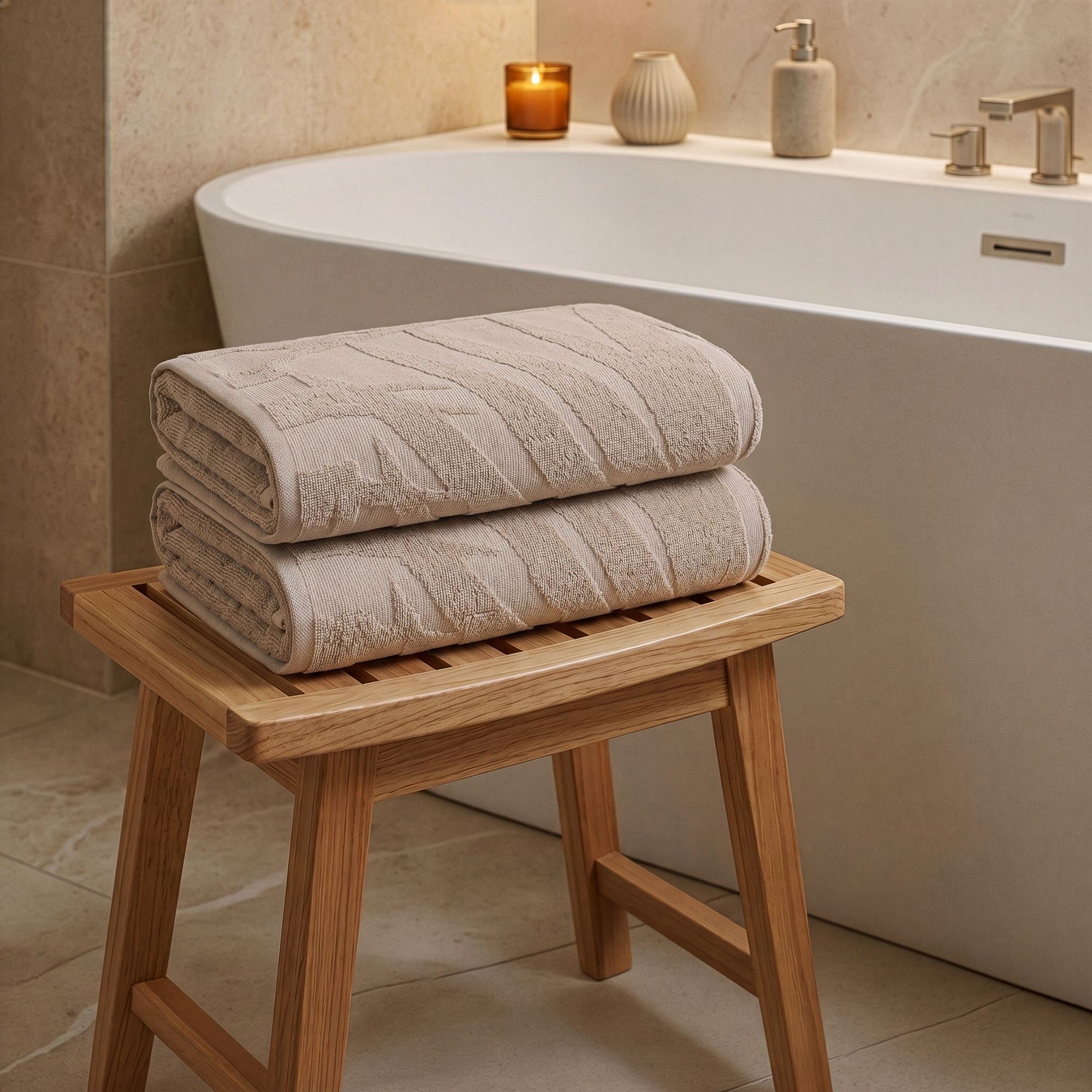 Rani Home Banyo Havlusu Seti  Bej BD-6435