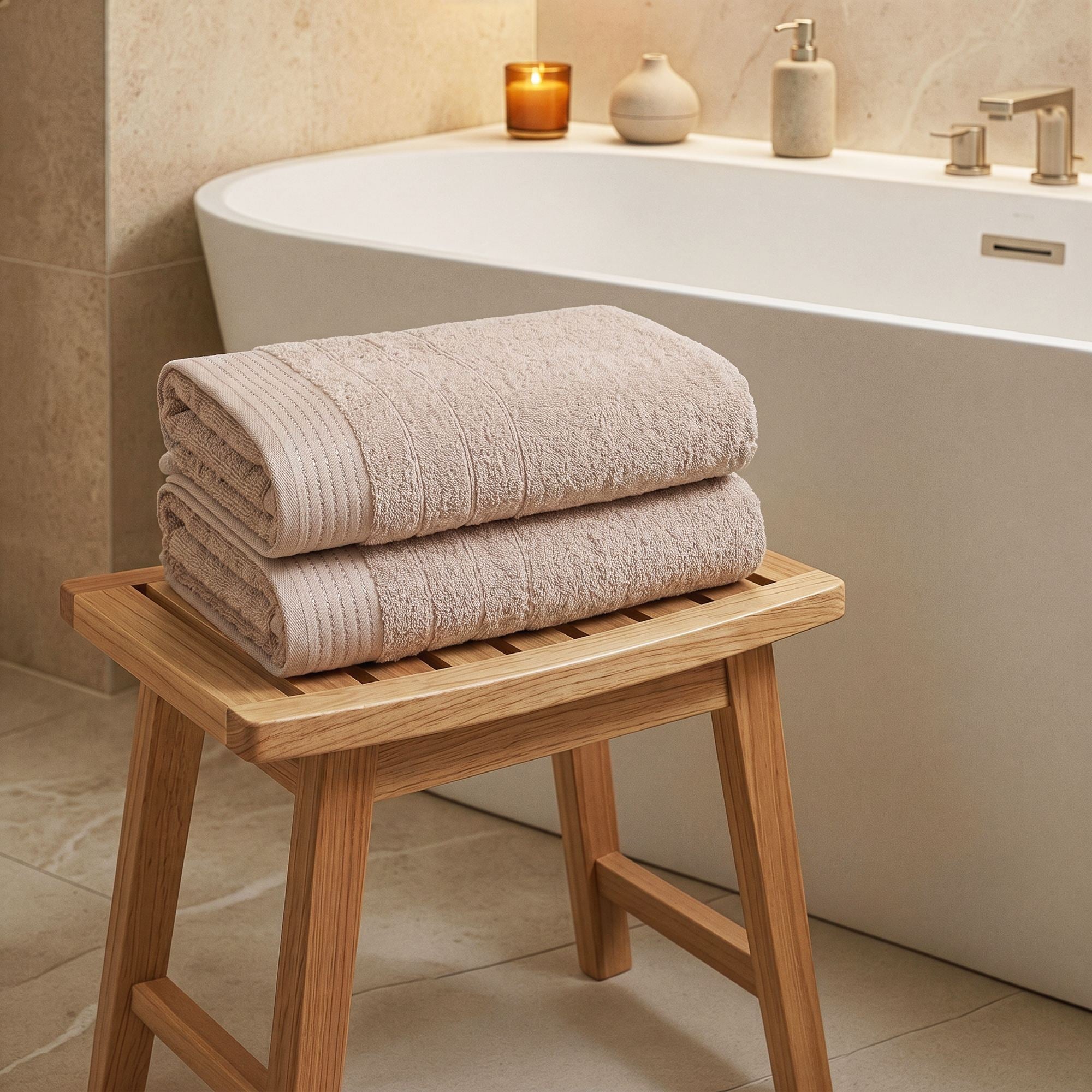 Rani Home Banyo Havlusu Seti  Bej BD-6437