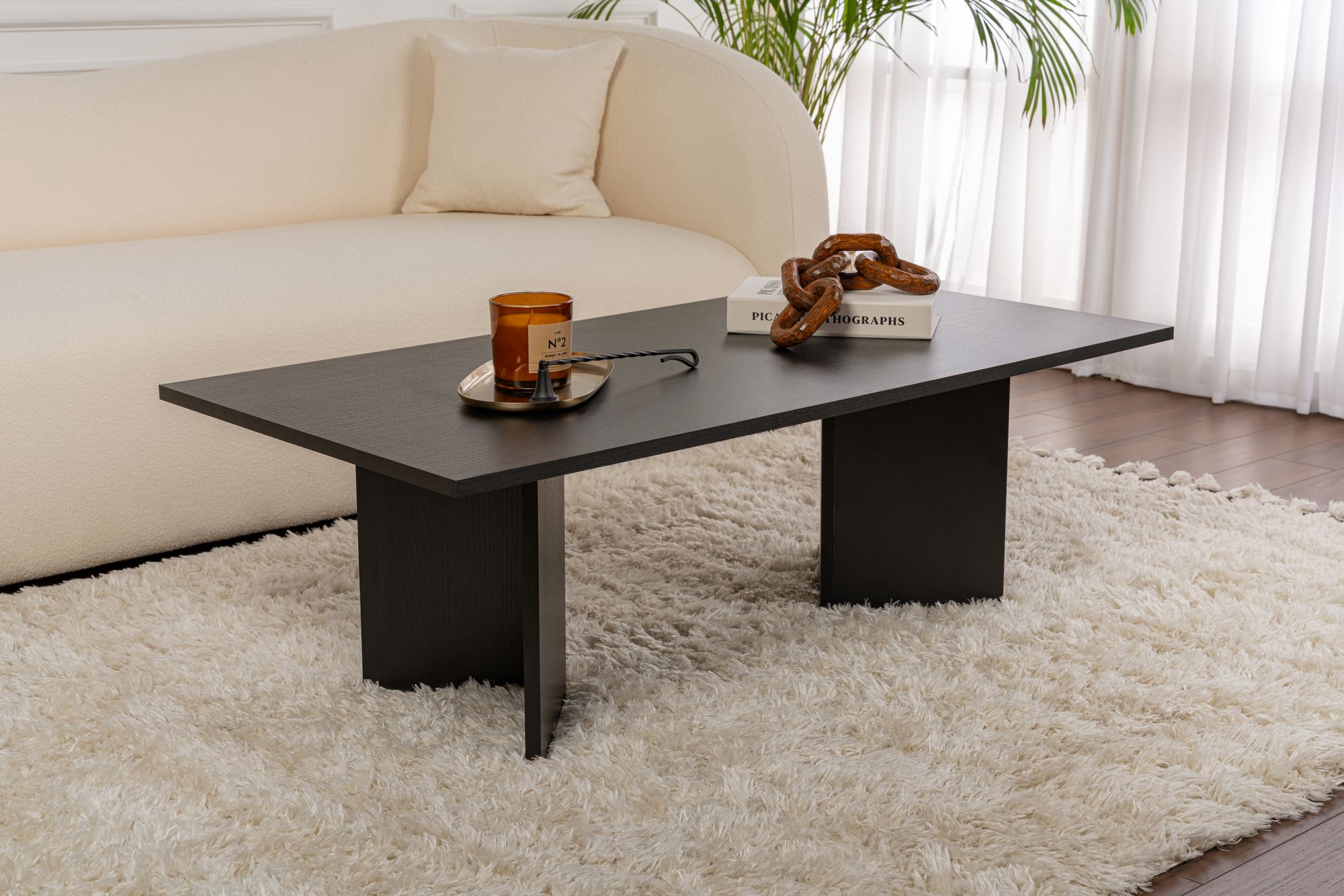 Rani Home Orta Sehpa Ahşap Desenli Siyah 119Cm AB-5368