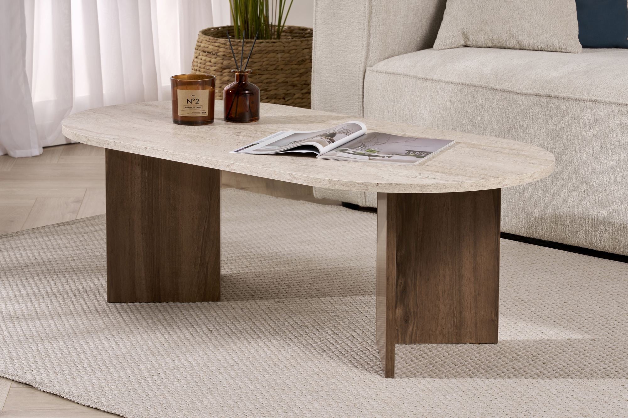 Rani Home Orta Sehpa Traverten - Ceviz 119Cm AB-5290