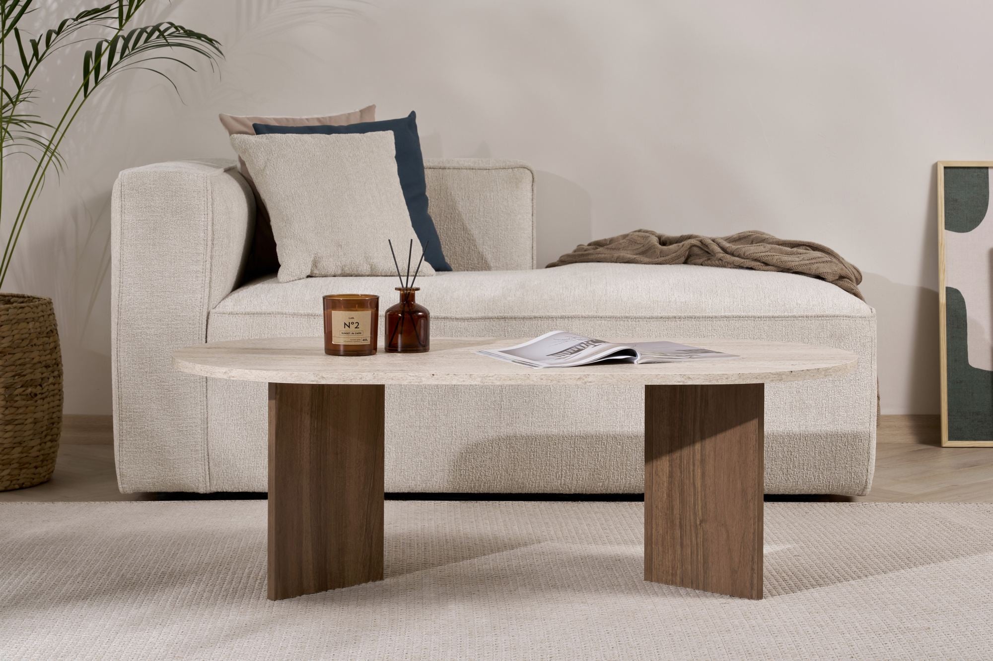 Rani Home Orta Sehpa Traverten - Ceviz 119Cm AB-5290