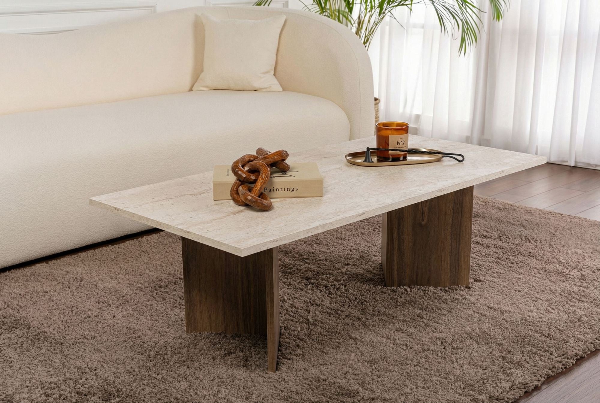 Rani Home Orta Sehpa Traverten - Venezia Ceviz 119Cm AB-5365
