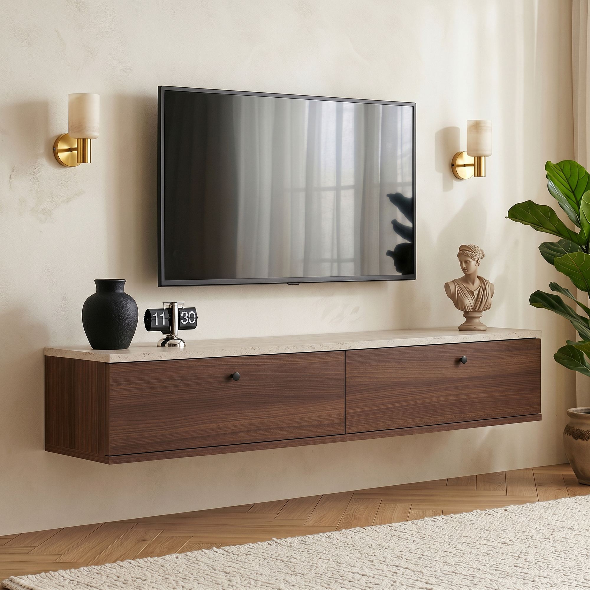 Rani Home Tv Ünitesi Traverten - Milano Ceviz 140 Cm AA-5814
