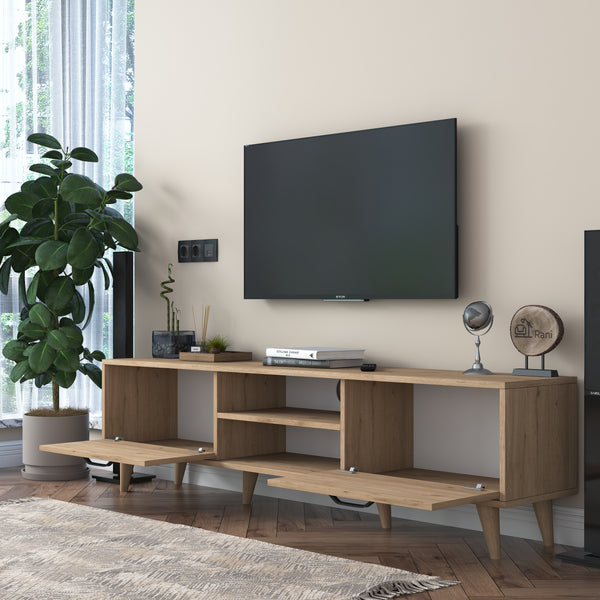 Rani A5 Tv Ünitesi Modern Ayaklı Tv Sehpası 180 cm Sepet Ceviz