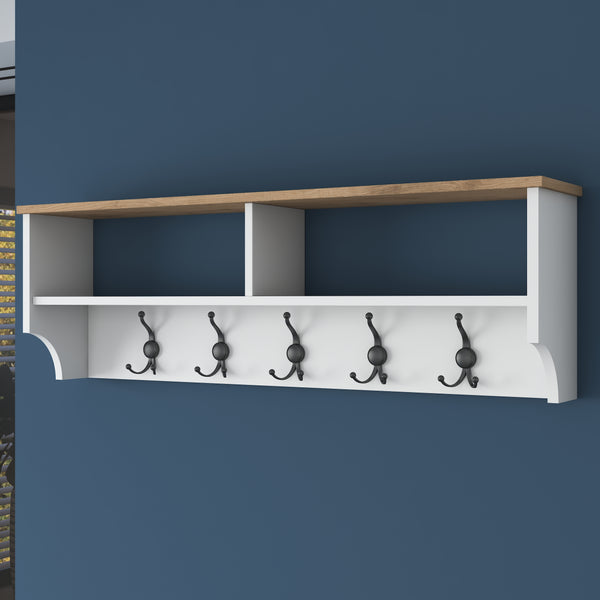 Rani P2 Modern Portmanto Duvar Askısı Beyaz - Sepet Ceviz Vestiyer 120 Cm