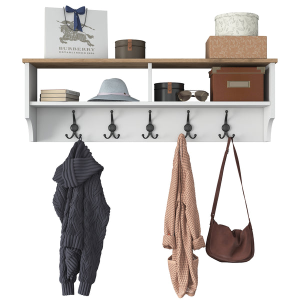 Rani P2 Modern Portmanto Duvar Askısı Beyaz - Sepet Ceviz Vestiyer 120 Cm