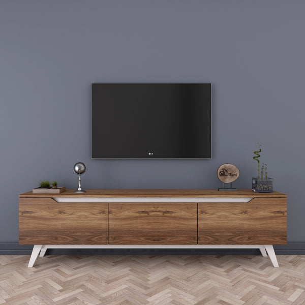 Rani D1 Tv Ünitesi Modern Ayaklı Tv Sehpası 180 cm Minyatür Ceviz - Beyaz