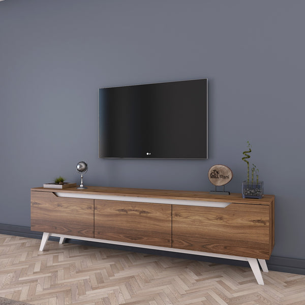 Rani D1 Tv Ünitesi Modern Ayaklı Tv Sehpası 180 cm Minyatür Ceviz - Beyaz