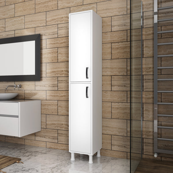Rani F1 Çok Amaçlı Dolap 2 Kapaklı 6 Raflı Banyo Kiler Mutfak Dolabı Beyaz M1