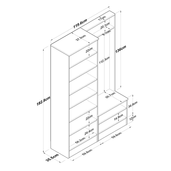 Rani P6 Modern Portmanto Ayakkabılık Vestiyer Beyaz M11