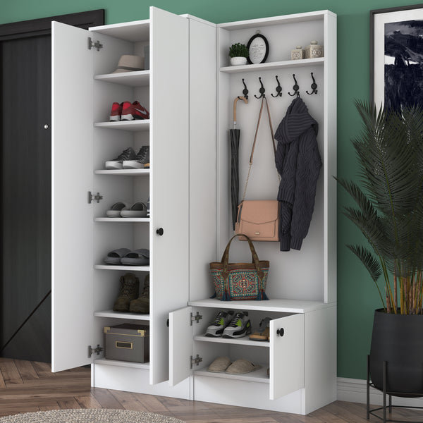 Rani P6 Modern Portmanto Ayakkabılık Vestiyer Beyaz M11