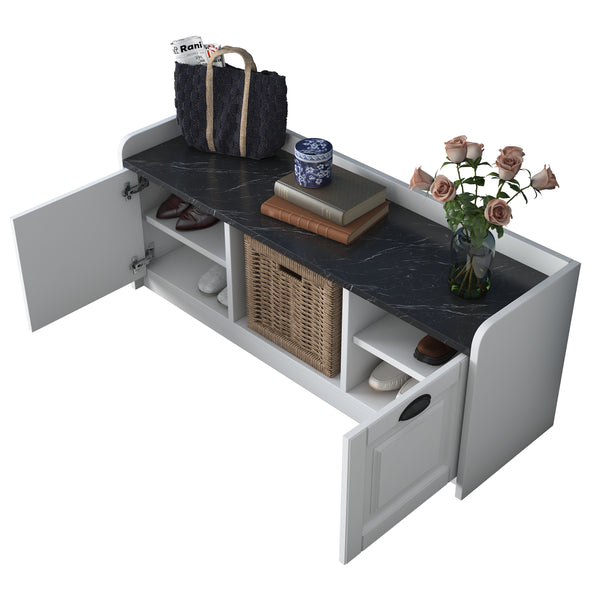 Rani EB101 Modern Ayakkabılık Ayakkabı Dolabı Beyaz - Mermer Desenli