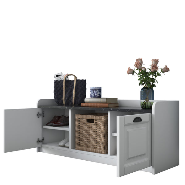 Rani EB101 Modern Ayakkabılık Ayakkabı Dolabı Beyaz - Mermer Desenli