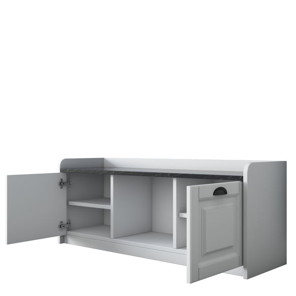 Rani EB101 Modern Ayakkabılık Ayakkabı Dolabı Beyaz - Mermer Desenli
