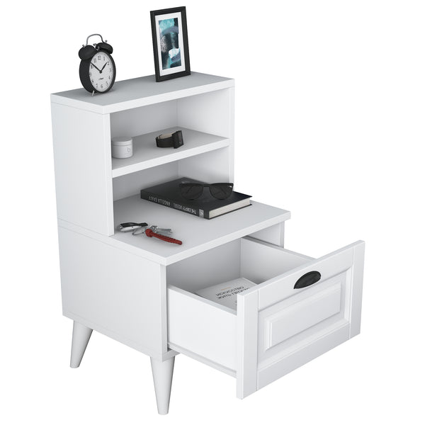 Rani BD105 Komodin 2 Raflı Membran Çekmeceli Komodin Beyaz