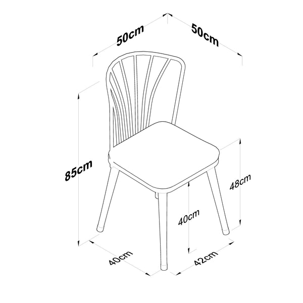 Rani JB104 Metal Sandalye 4'lü Mutfak Yemek Masası Sandalyesi Kiremit